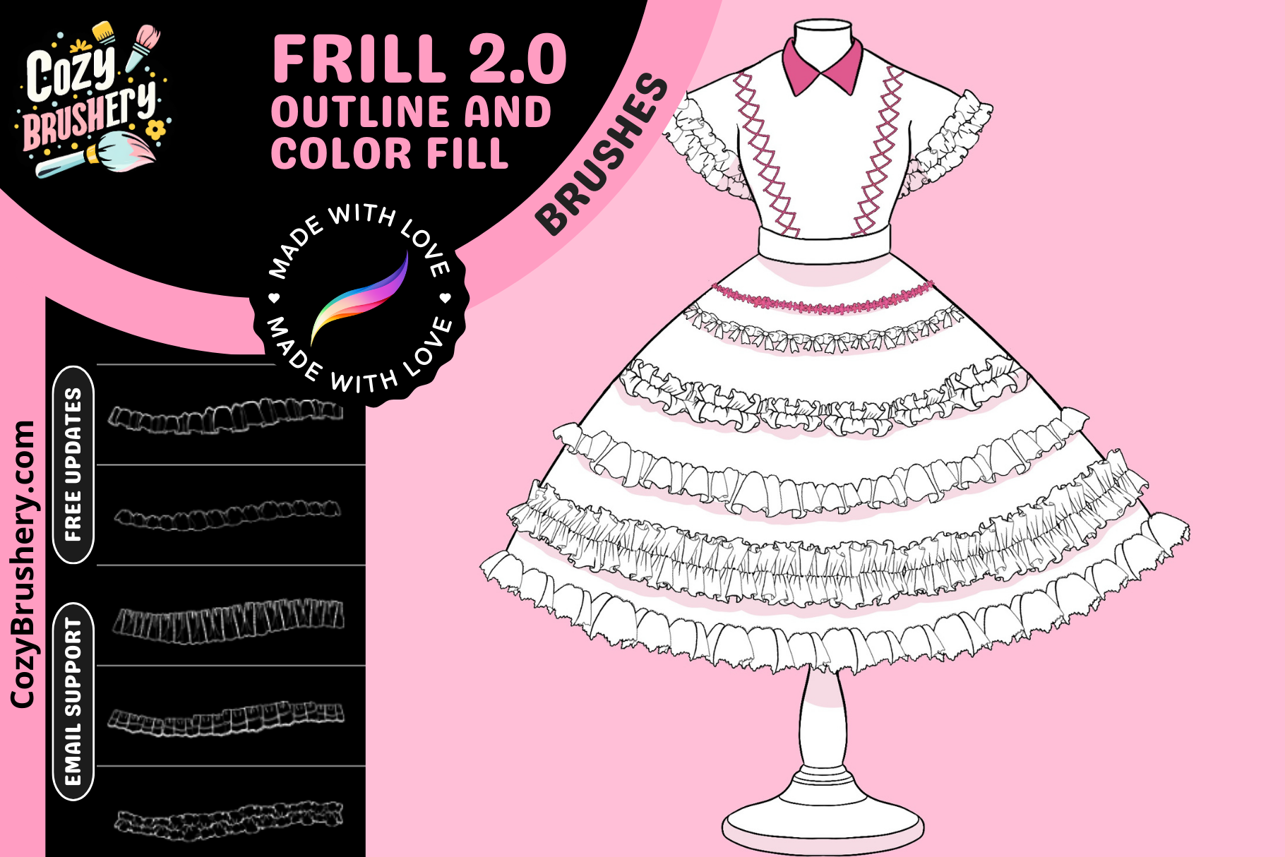 Frill Magic 2.0 Procreate Brushes for Perfect Frills - Cozy Brushery