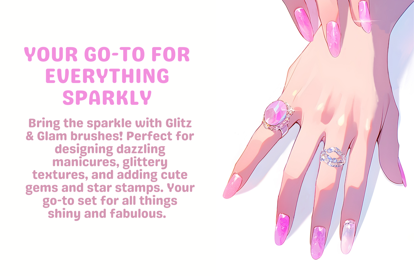 Fun Manicure – 38 Glitter Brushes and 52 Stamps Set - Cozy Brushery