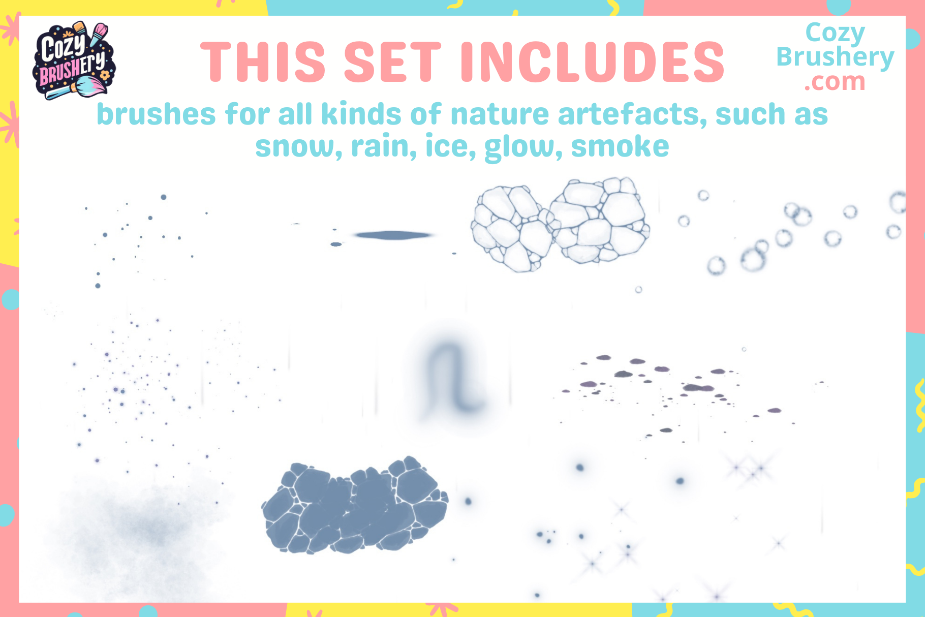 Ghibli Inspired Procreate Nature Brush Set 203 Brushes - Cozy Brushery