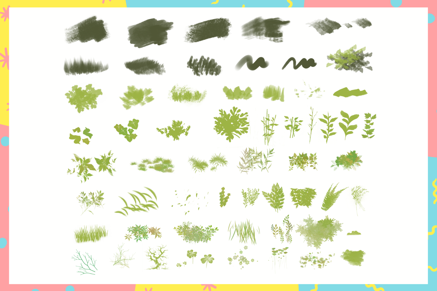 Ghibli Inspired Procreate Nature Brush Set 203 Brushes - Cozy Brushery