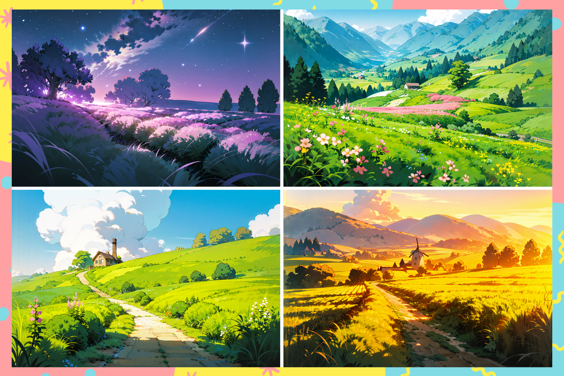 Ghibli Inspired Procreate Nature Brush Set 203 Brushes - Cozy Brushery