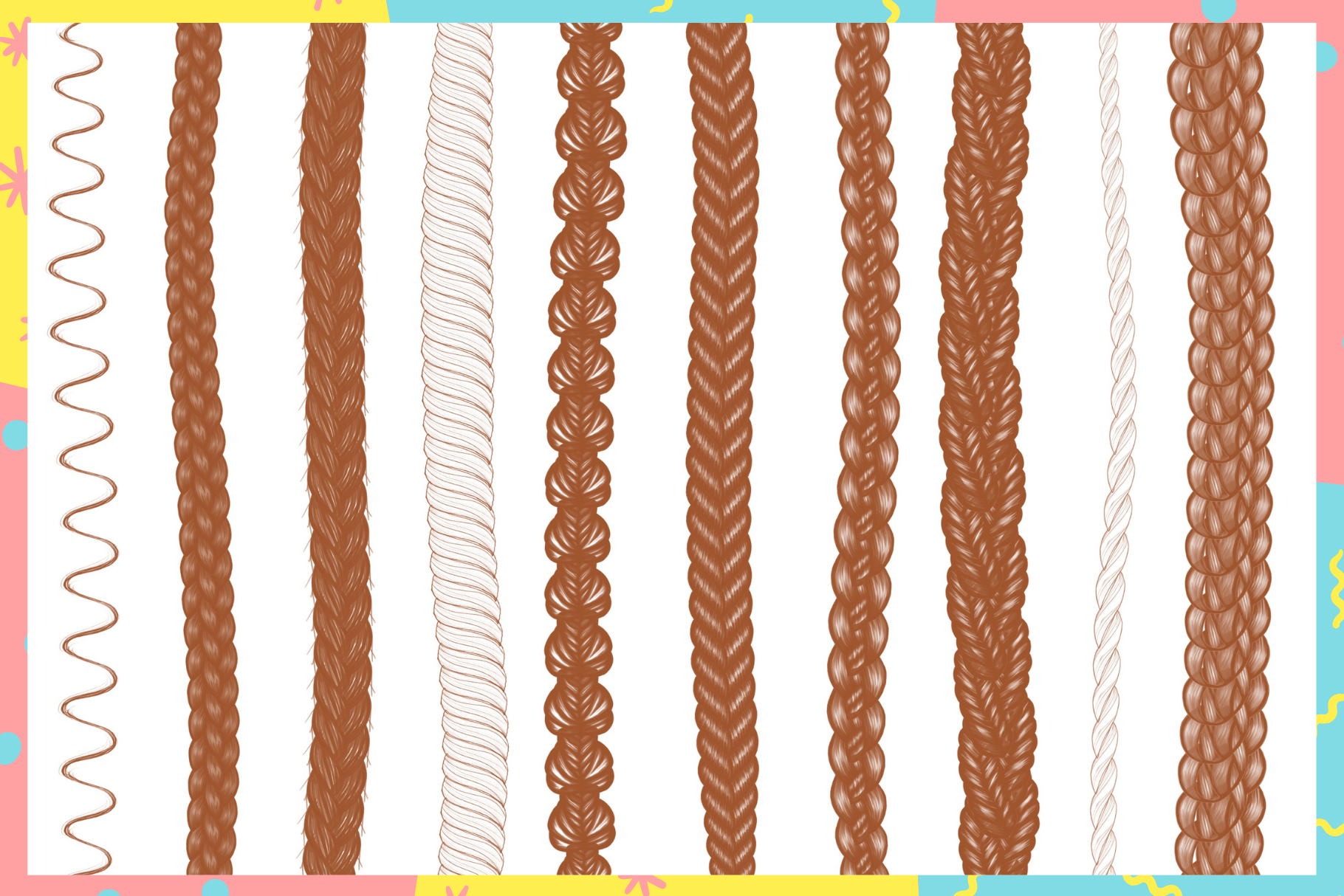 Hair Braids Brush Pack – 30 Procreate Brushes for Art - Cozy Brushery