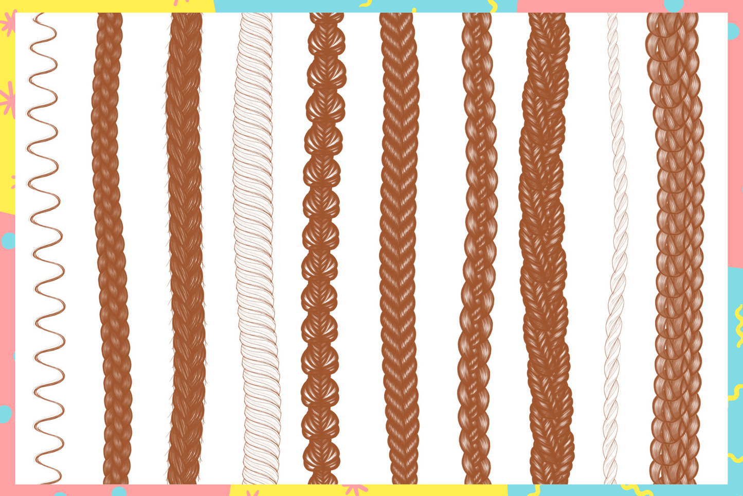 Hair Braids Brush Pack – 30 Procreate Brushes for Art - Cozy Brushery