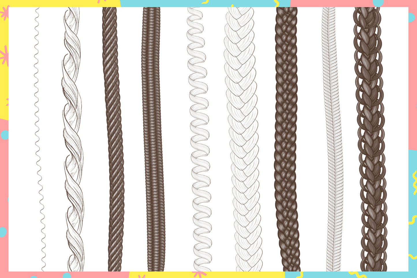 Hair Braids Brush Pack – 30 Procreate Brushes for Art - Cozy Brushery