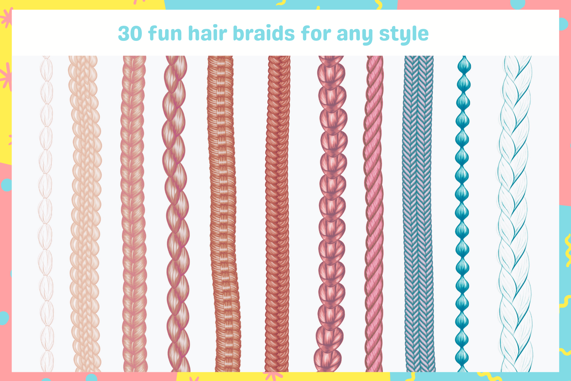 Hair Braids Brush Pack – 30 Procreate Brushes for Art - Cozy Brushery