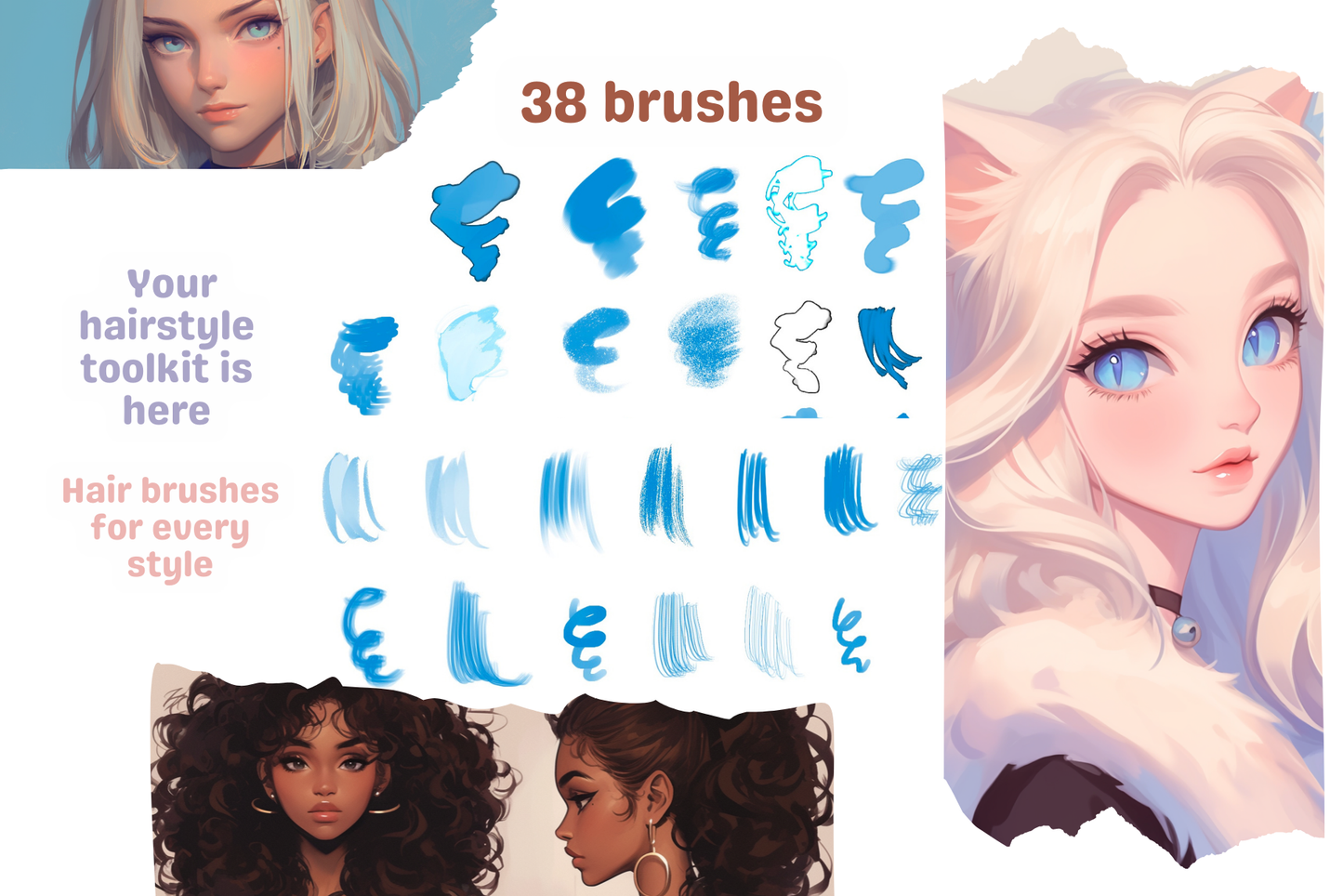 Hair Mastery Pack – Procreate Brushes for Hair Effects - Cozy Brushery