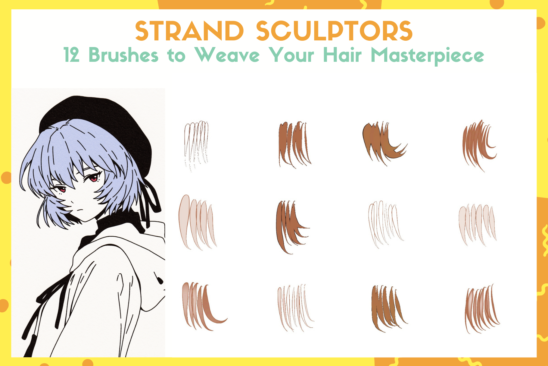 Hair Outline Express – 12 Procreate Brushes for Art - Cozy Brushery