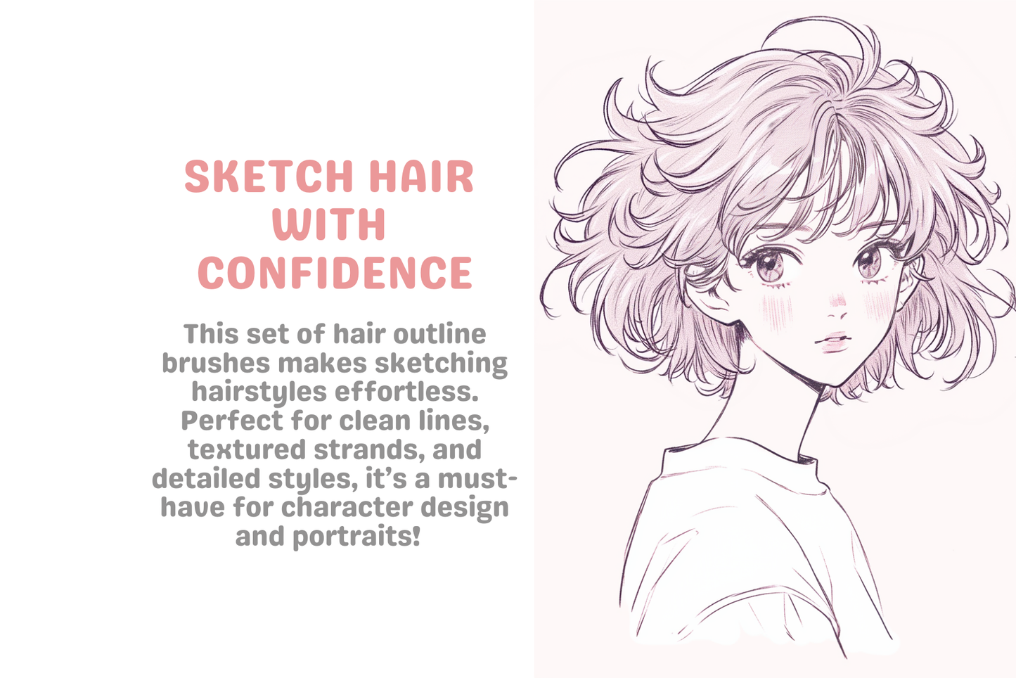 Hair Outline Express – 12 Procreate Brushes for Art - Cozy Brushery