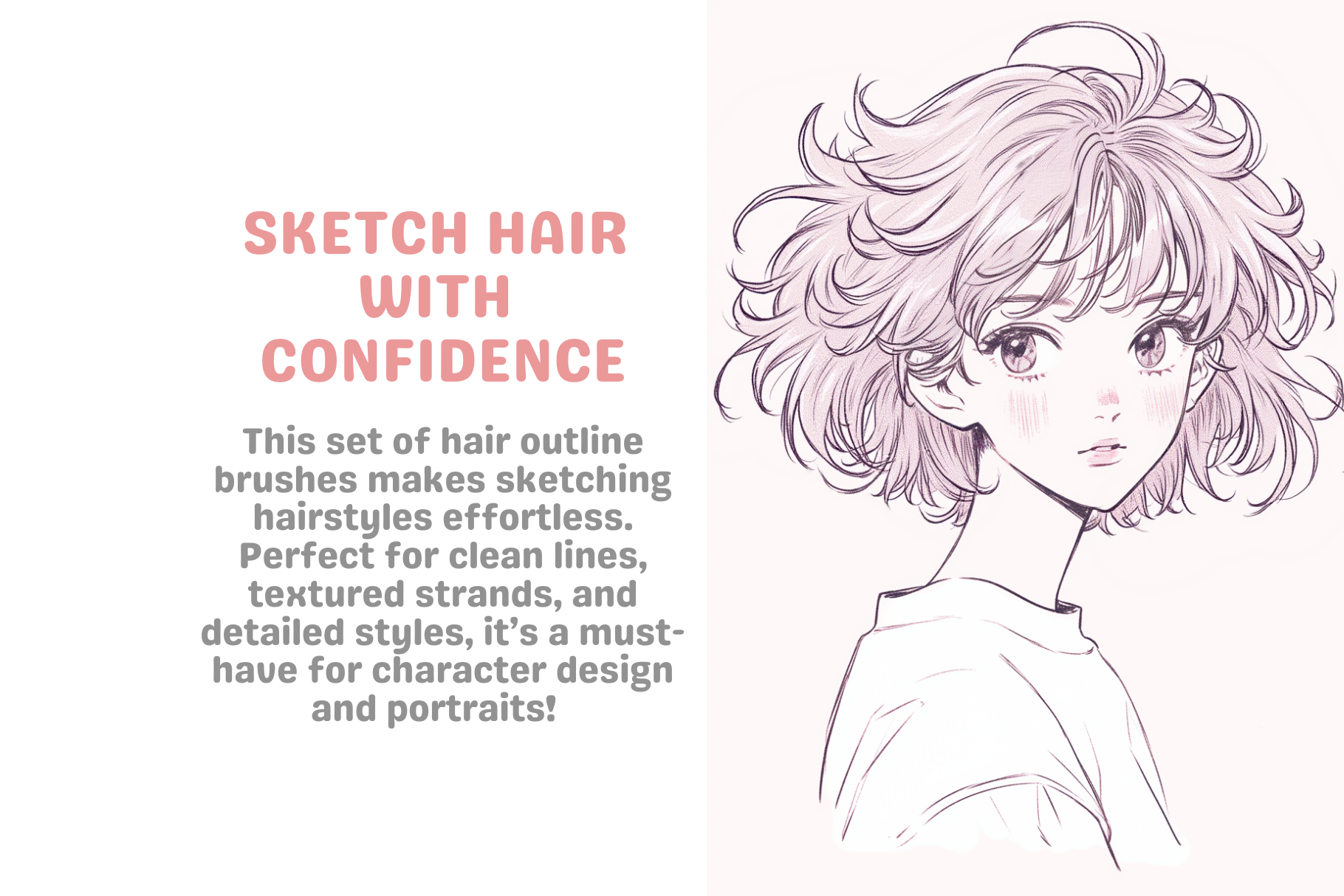 Hair Outline Express – 12 Procreate Brushes for Art - Cozy Brushery