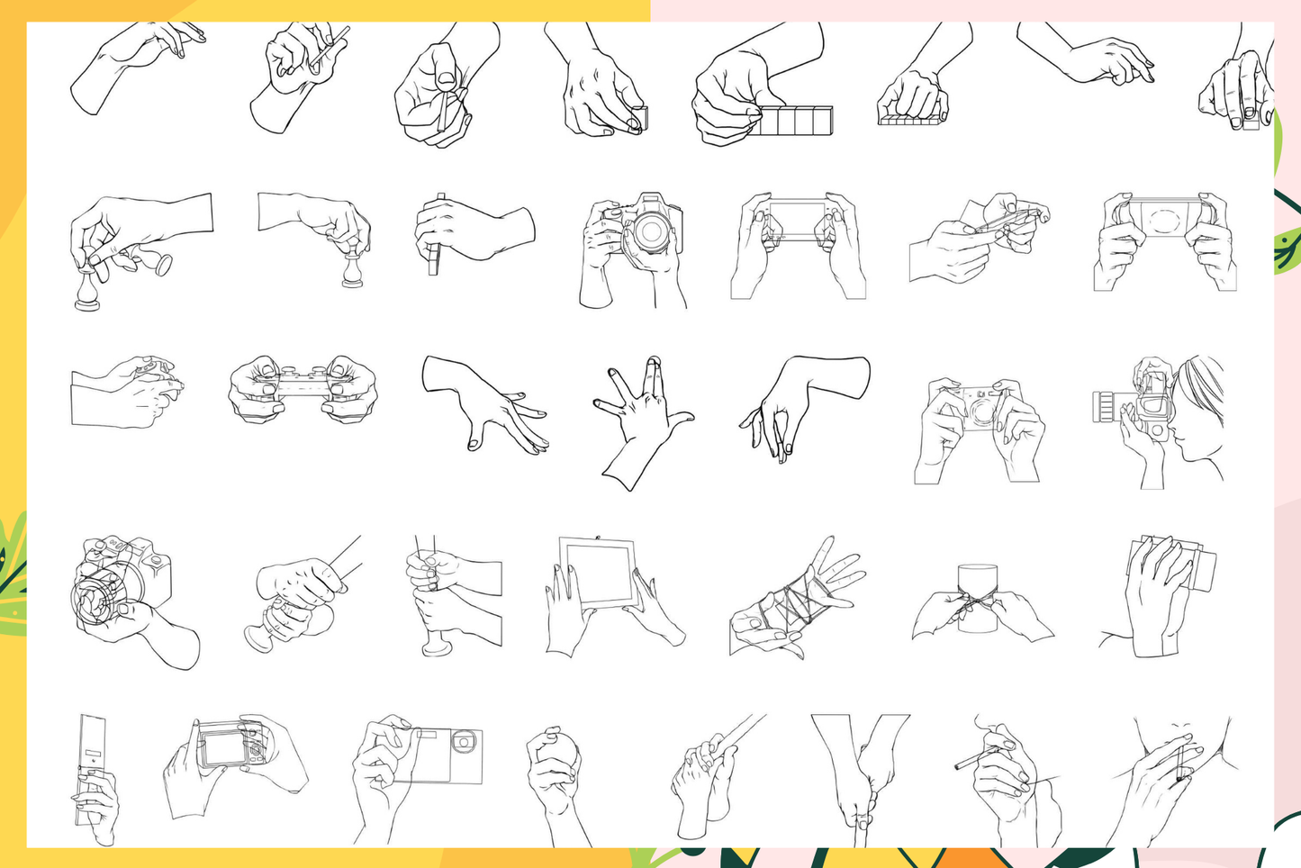 Hands In Action Set – 90 Procreate Stamps for Artists - Cozy Brushery