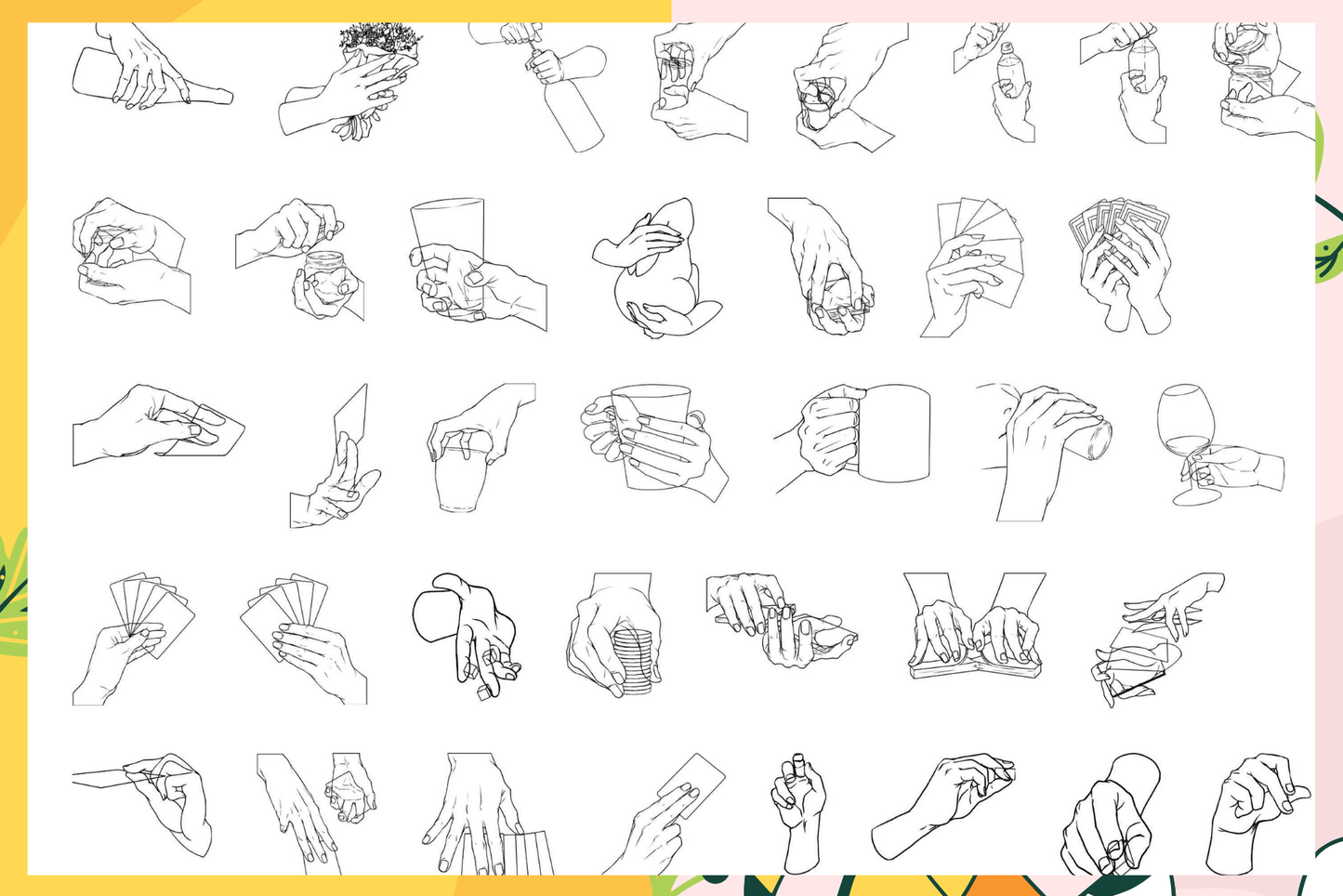 Hands In Action Set – 90 Procreate Stamps for Artists - Cozy Brushery