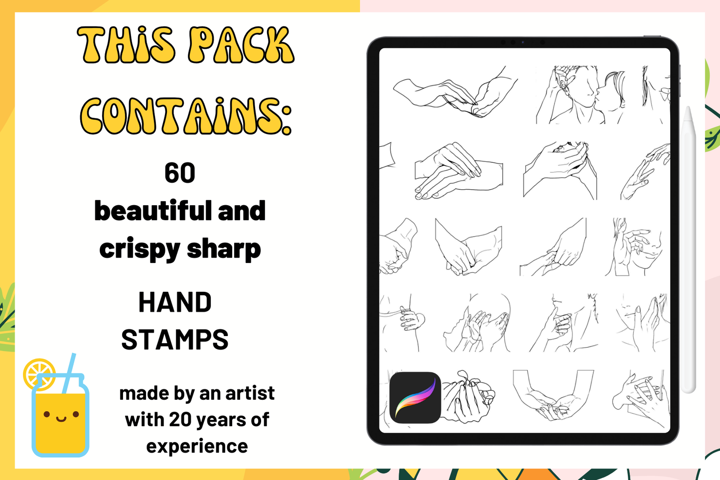 Hands In Love Set – 60 Procreate Stamps For Couples - Cozy Brushery