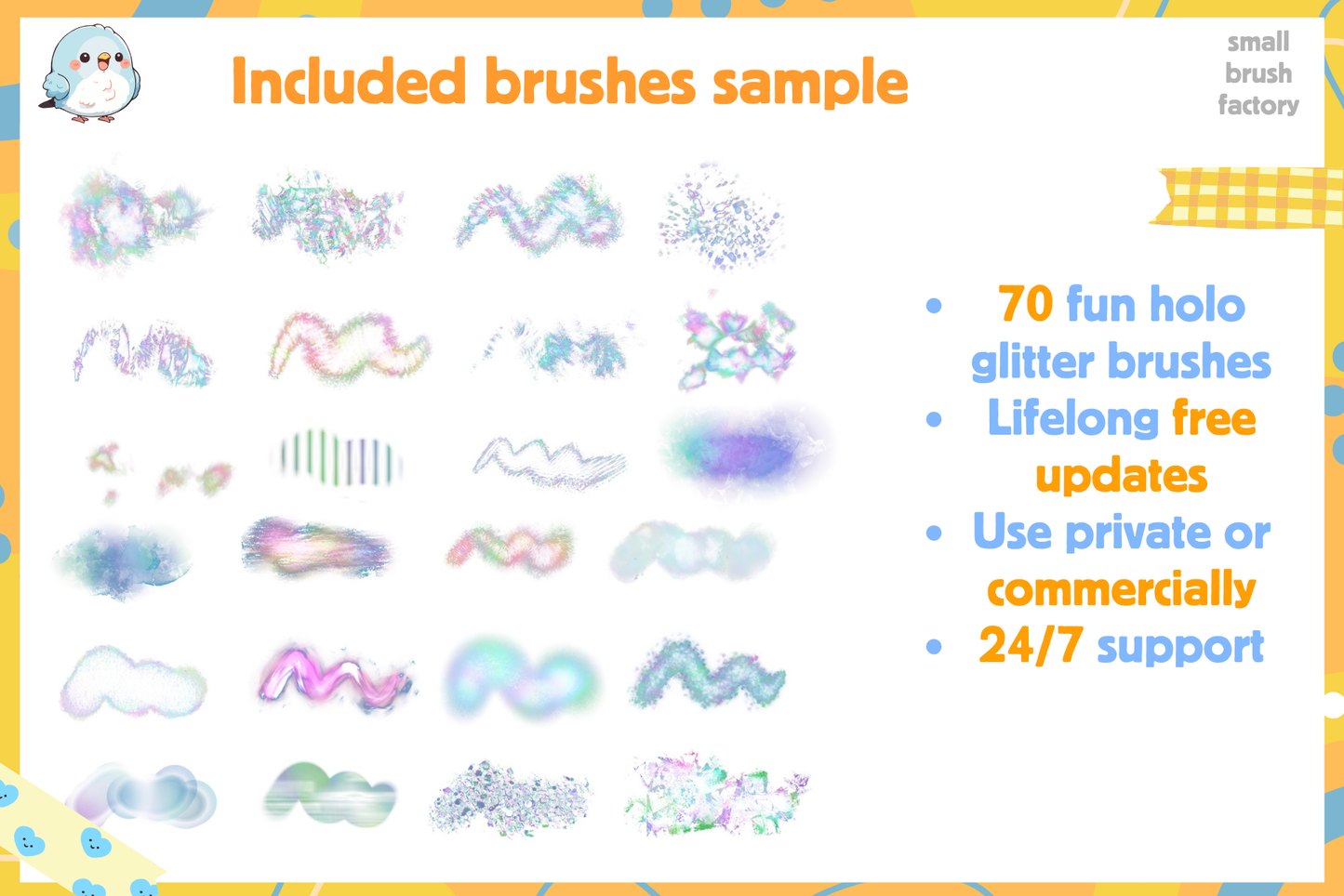Holographic Glitter Fun – 70 Procreate Brushes Set - Cozy Brushery