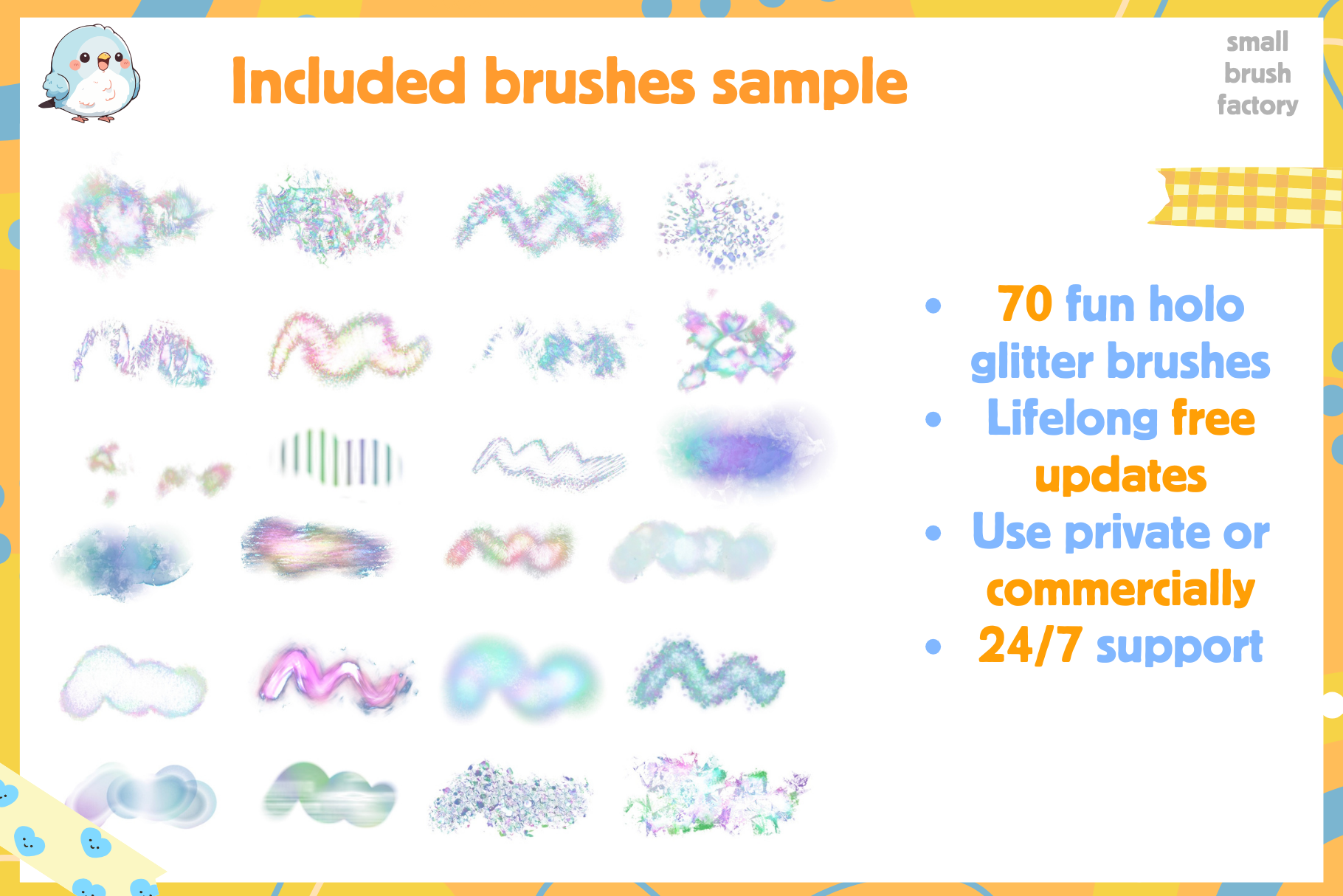 Holographic Glitter Fun – 70 Procreate Brushes Set - Cozy Brushery