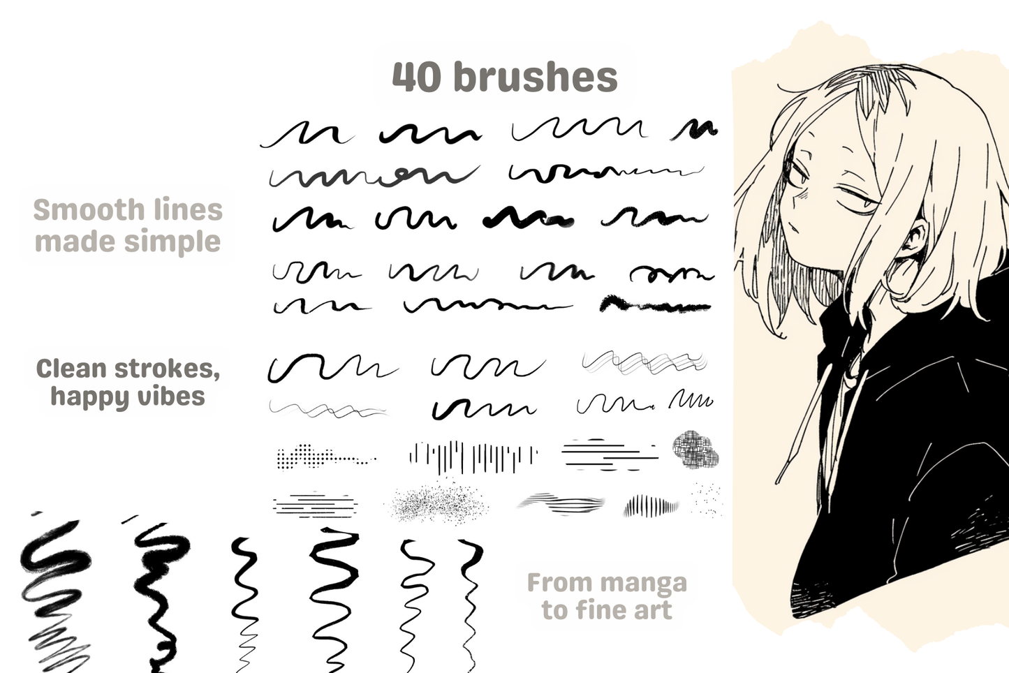 Ink Mastery – 40 Procreate Lineart Brushes for Art - Cozy Brushery