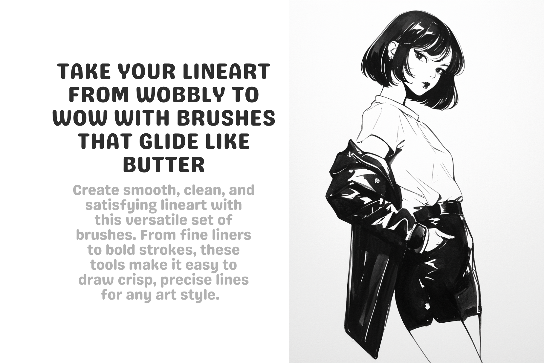Ink Mastery – 40 Procreate Lineart Brushes for Art - Cozy Brushery