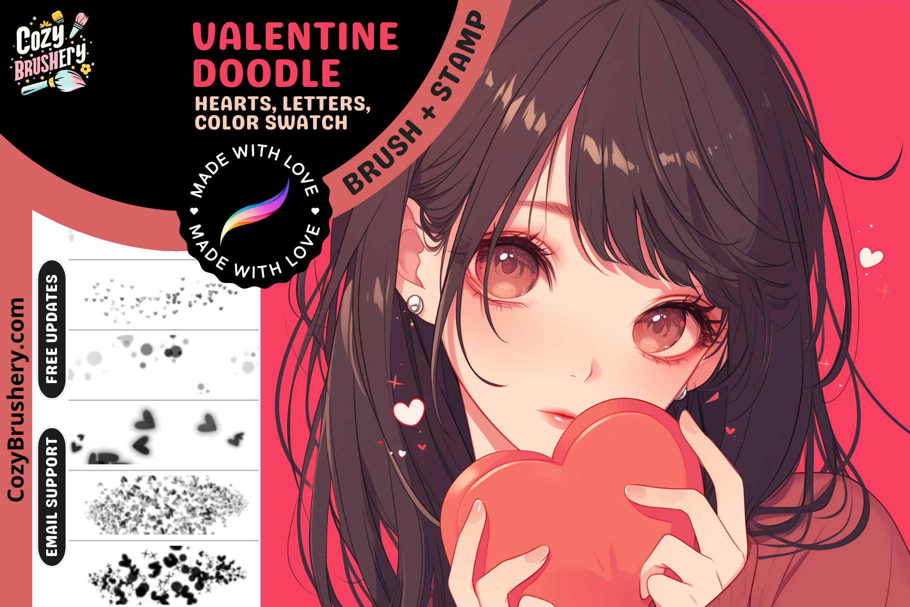 Love Doodle Kit – Valentine’s Procreate Brushes And More - Cozy Brushery