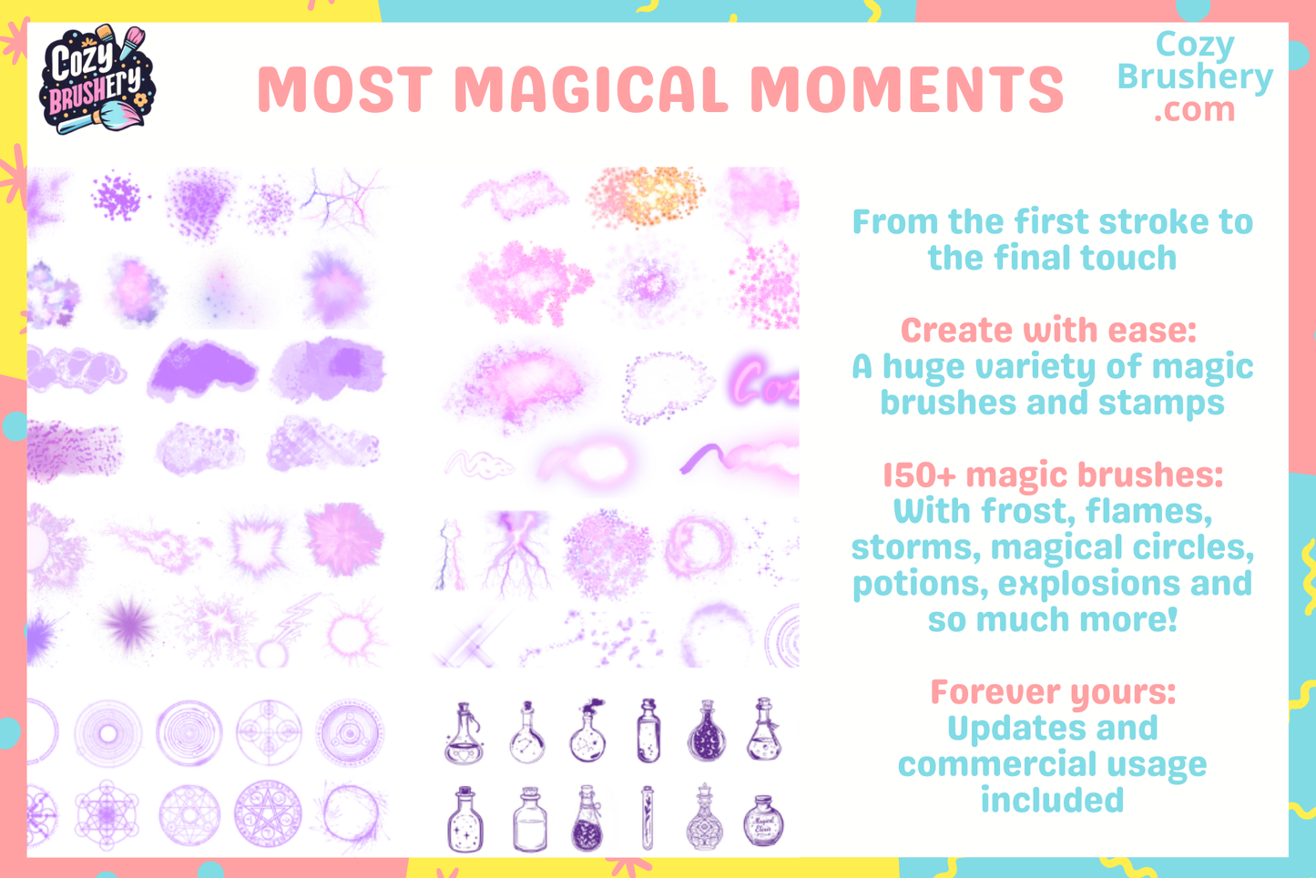 Magic Mayhem Kit – 100 Stamps & 60 Procreate Brushes - Cozy Brushery