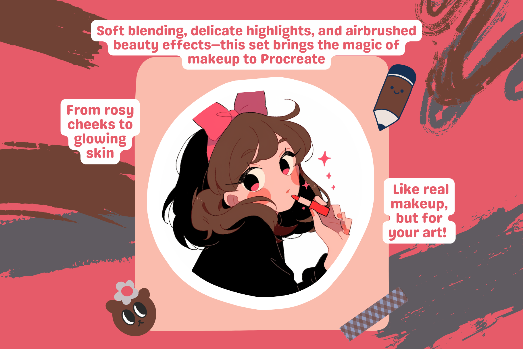 Makeup Brush Pack – 9 Essential Procreate Brushes for Skin - Cozy Brushery