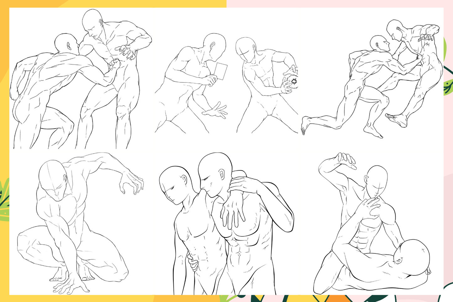 Male Fight Pose Pack – 99 Procreate Stamps for Action Art - Cozy Brushery
