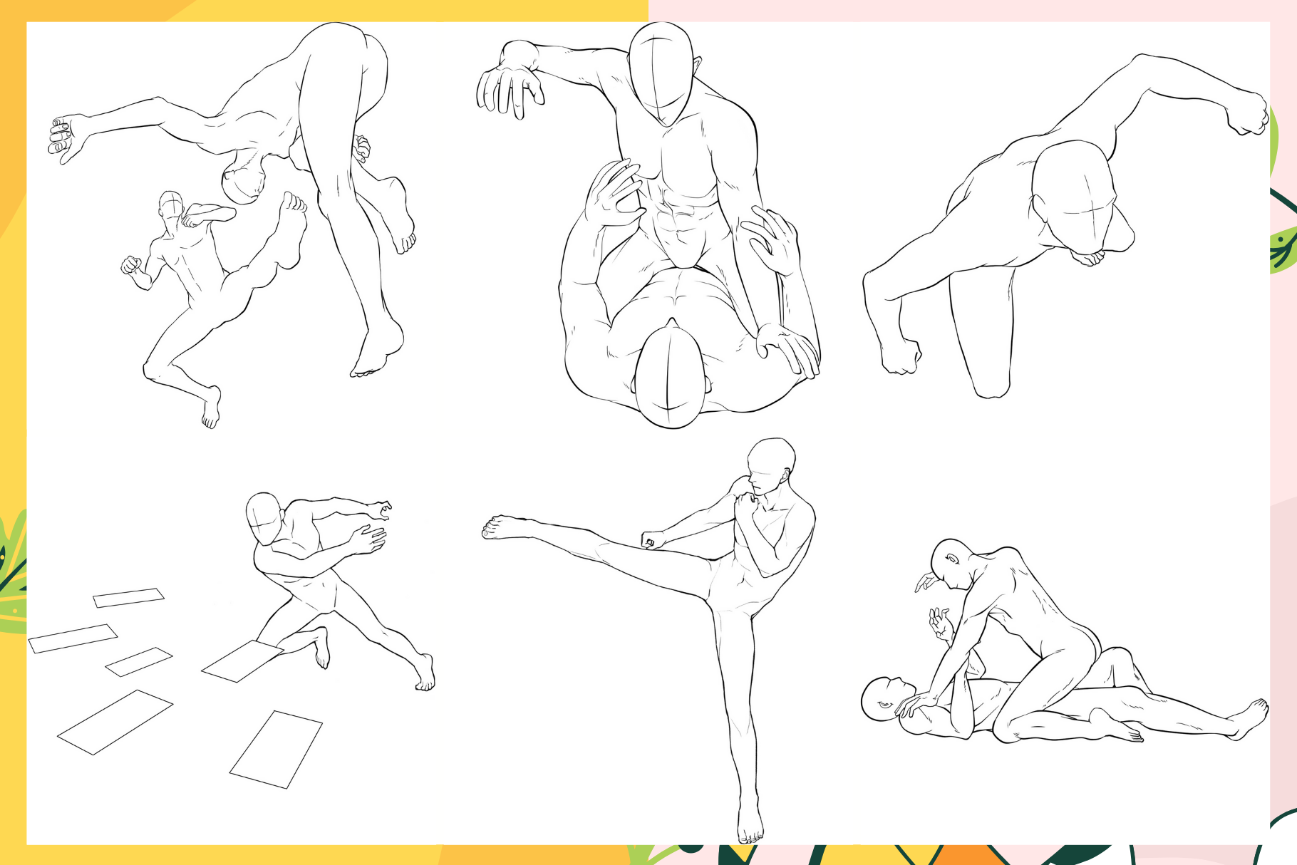 Male Fight Pose Pack – 99 Procreate Stamps for Action Art - Cozy Brushery