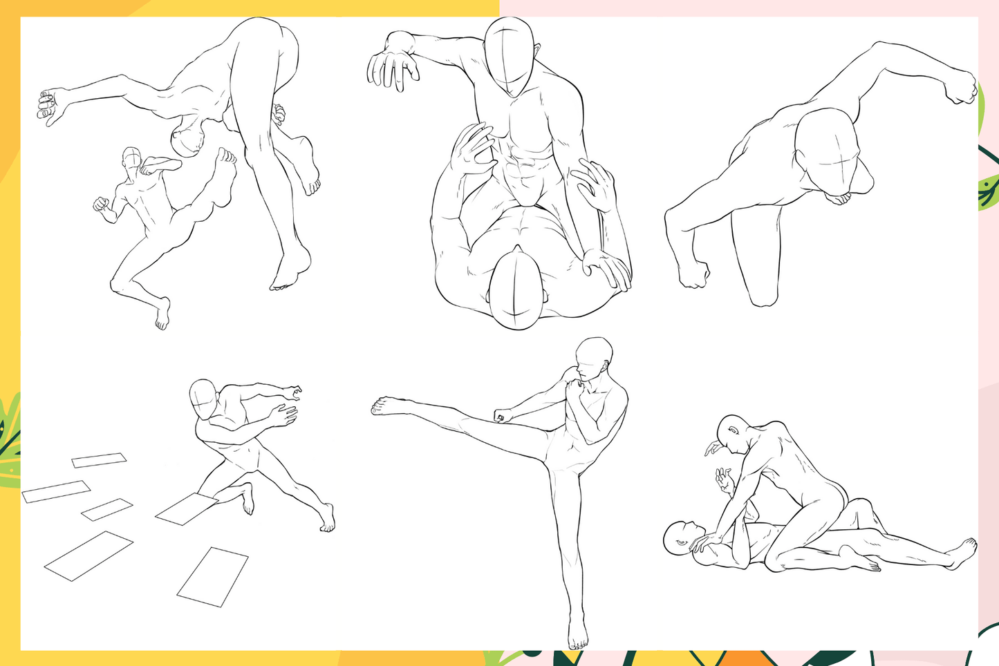 Male Fight Pose Pack – 99 Procreate Stamps for Action Art - Cozy Brushery