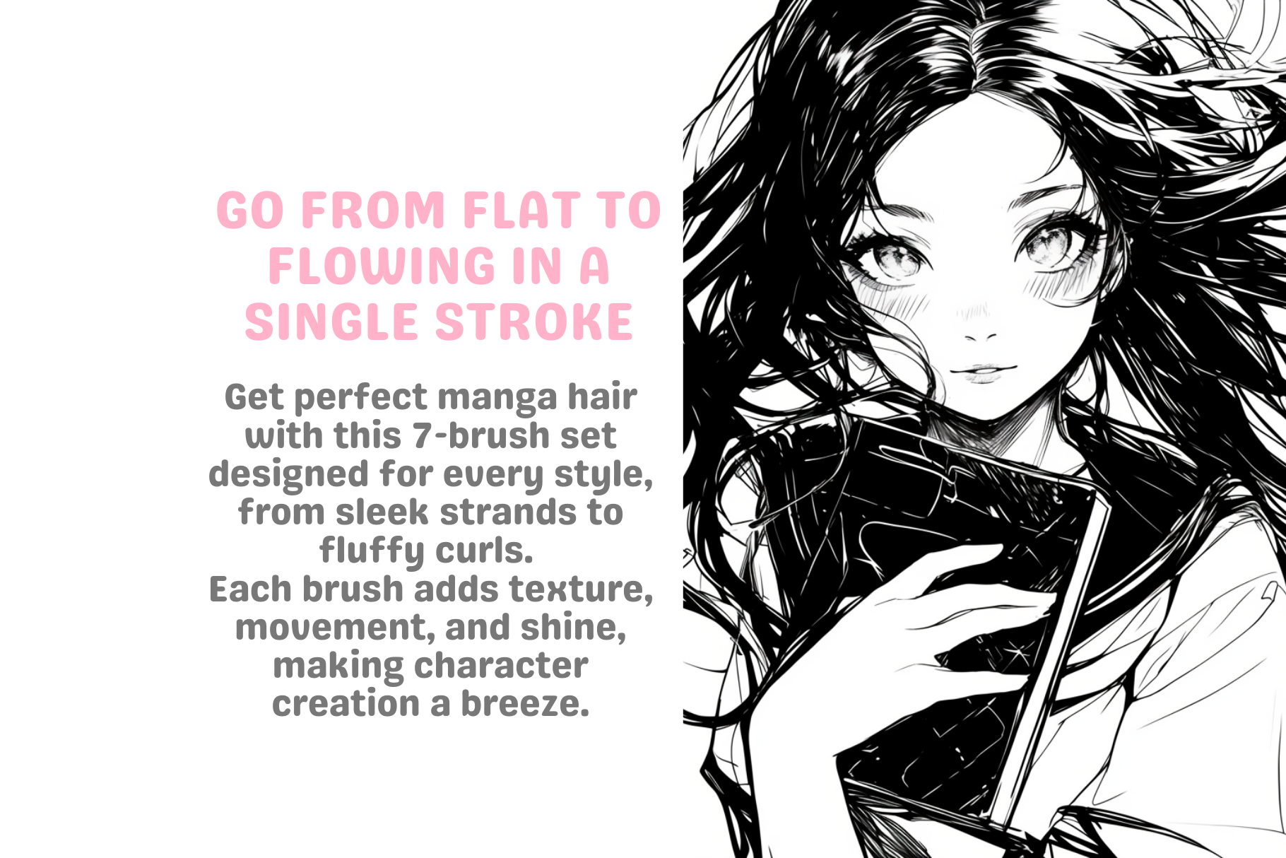 Manga Hair Brushes – 7 Procreate Brushes for Hair Art - Cozy Brushery