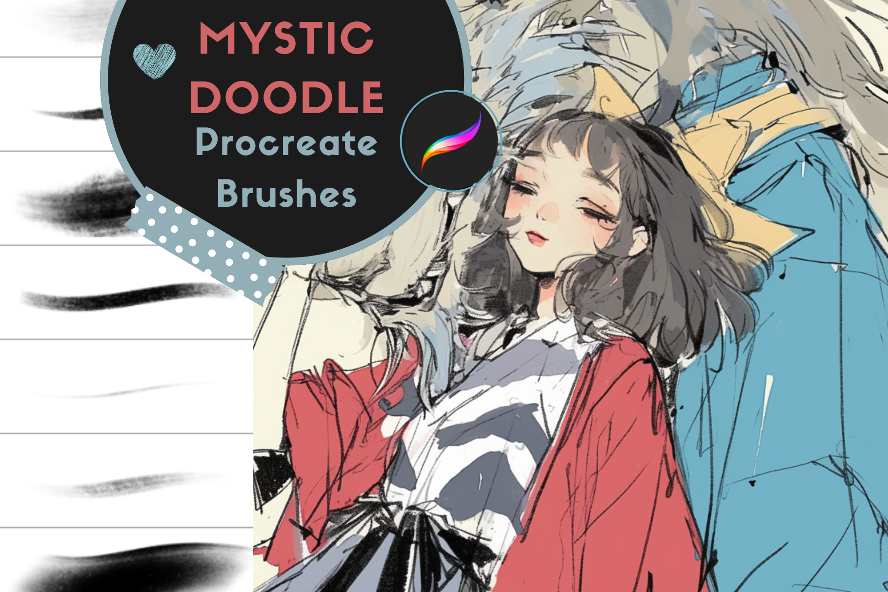 Mystic Pencil Doodle Pack – 18 Procreate Brushes for Art - Cozy Brushery