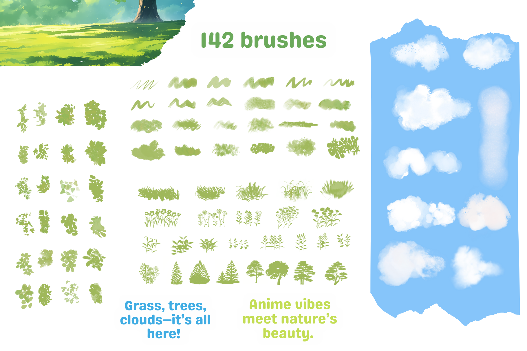 Nature Masterpiece – 142 Procreate Brushes for Artistry - Cozy Brushery