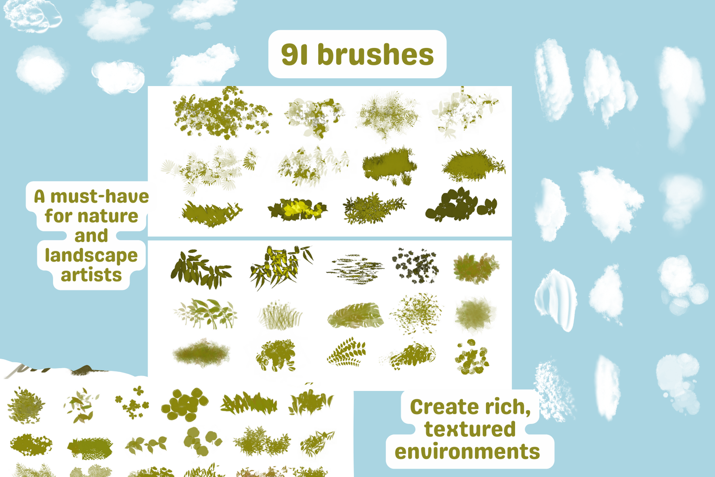 Nature’s Palette – 91 Procreate Brushes for Nature Art - Cozy Brushery