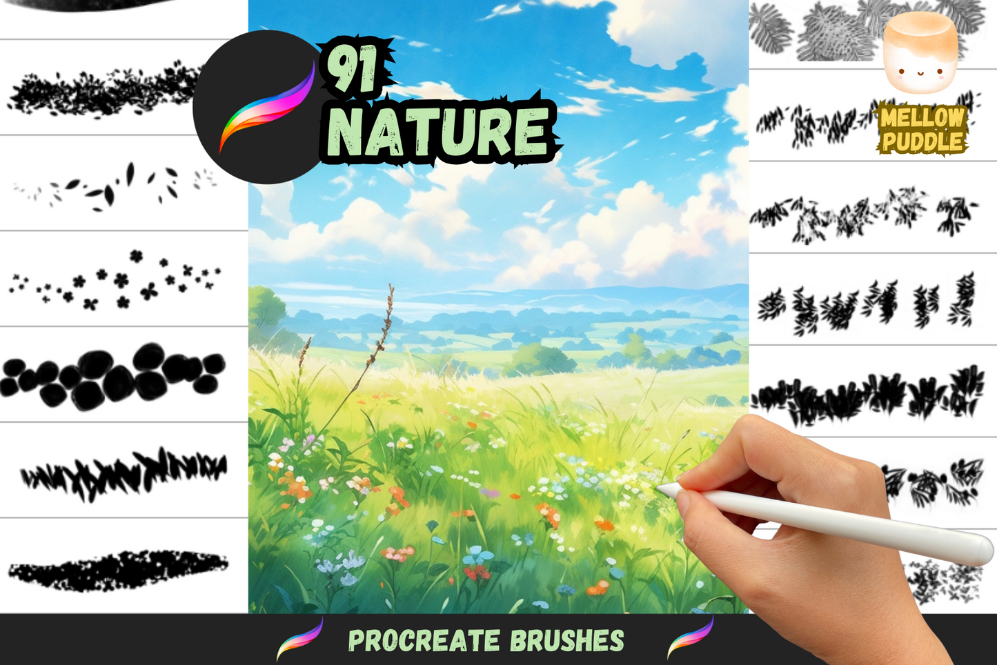 Nature’s Palette – 91 Procreate Brushes for Nature Art - Cozy Brushery