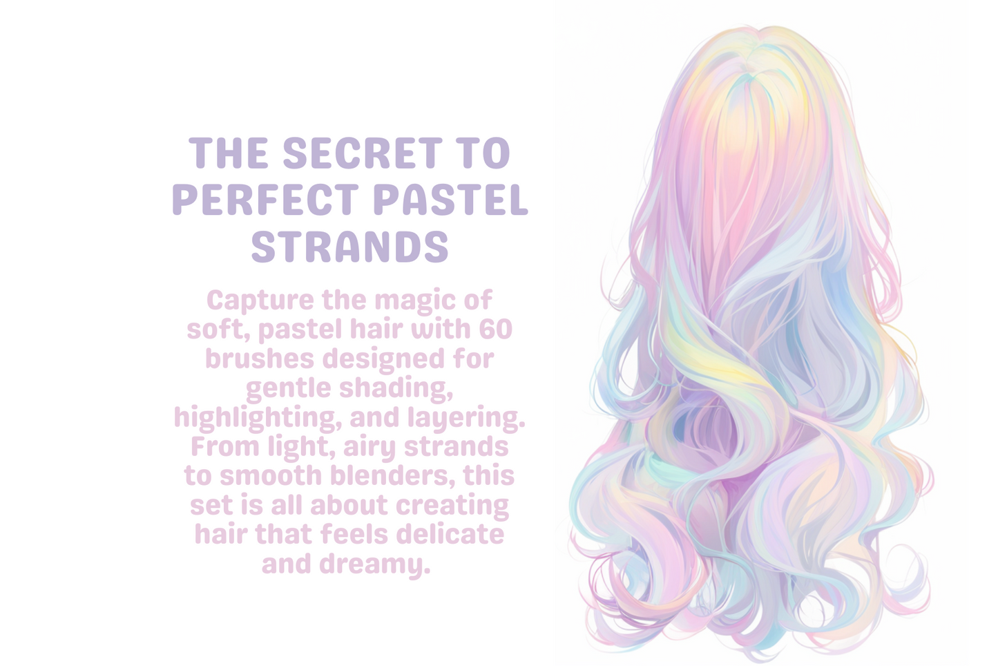 Pastel Hair Brushes – 60 Procreate Brushes for Soft Hair - Cozy Brushery