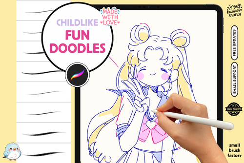 Pencil Doodle Brush Pack – 33 Fun Procreate Brushes - Cozy Brushery