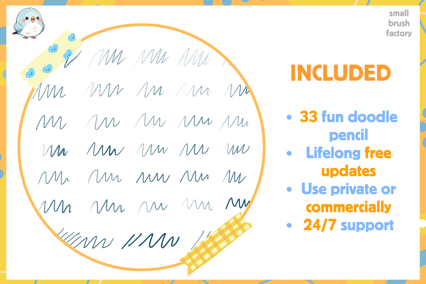 Pencil Doodle Brush Pack – 33 Fun Procreate Brushes - Cozy Brushery