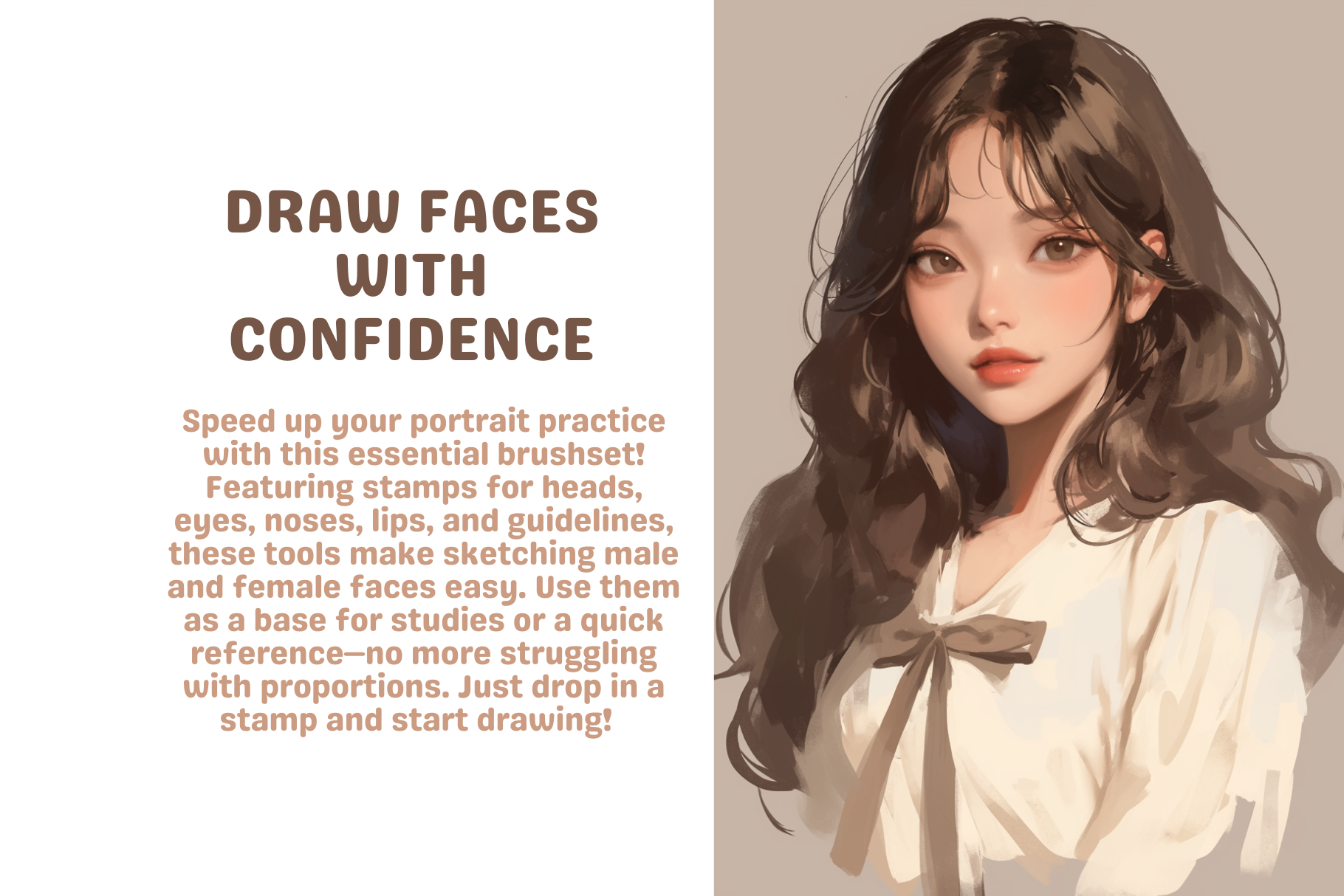 Portrait Stamp Pack – 230 Procreate Stamps for Portraits - Cozy Brushery