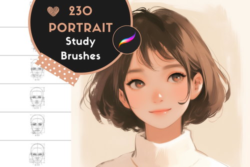 Portrait Stamp Pack – 230 Procreate Stamps for Portraits - Cozy Brushery