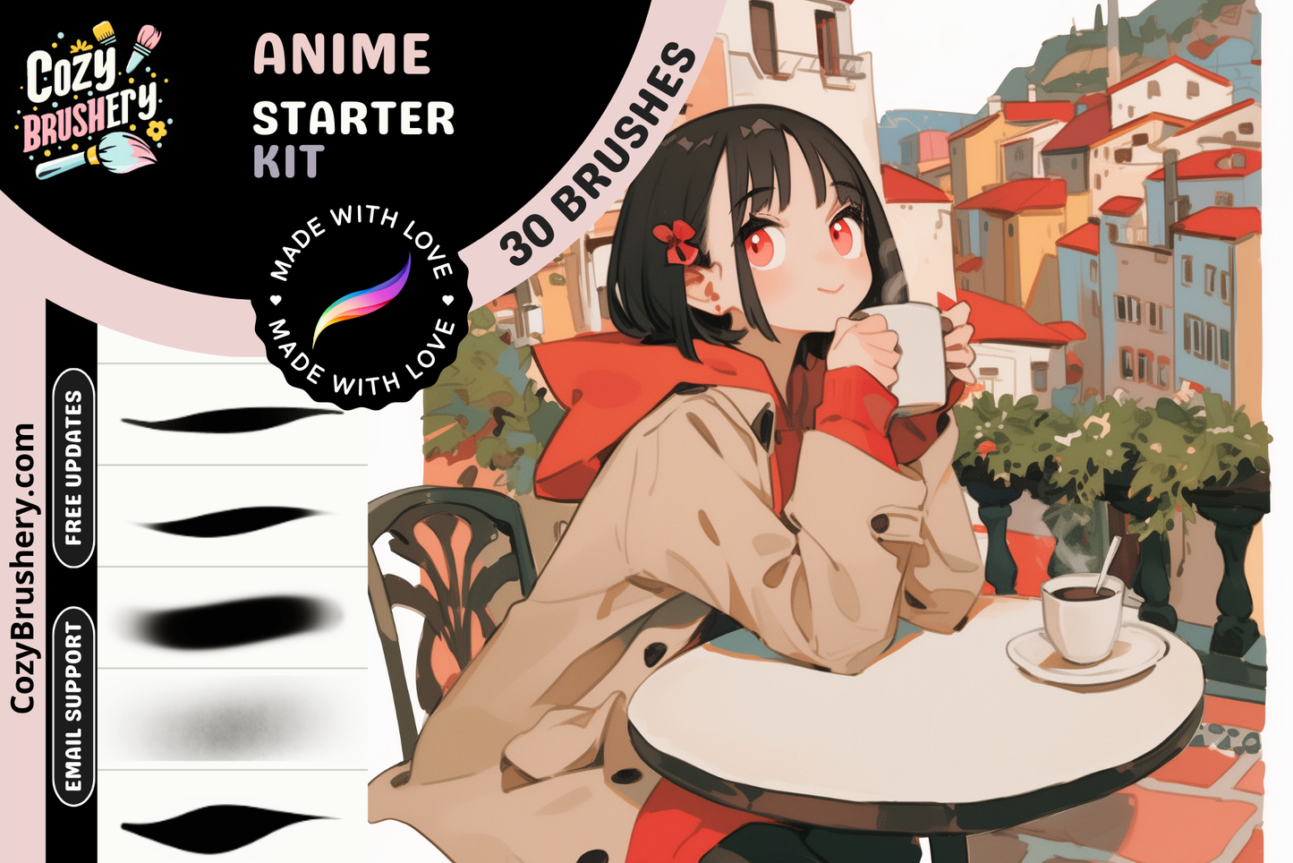 Procreate Anime Brushes – 30 Brushes for Sketching, Lineart, Coloring, and Characters - Cozy Brushery