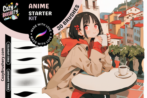 Procreate Anime Brushes – 30 Brushes for Sketching, Lineart, Coloring, and Characters - Cozy Brushery