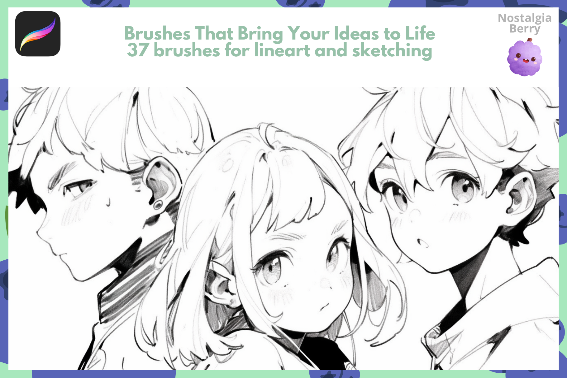 Procreate Anime Manga Lineart and Doodling Brushes Set - Cozy Brushery