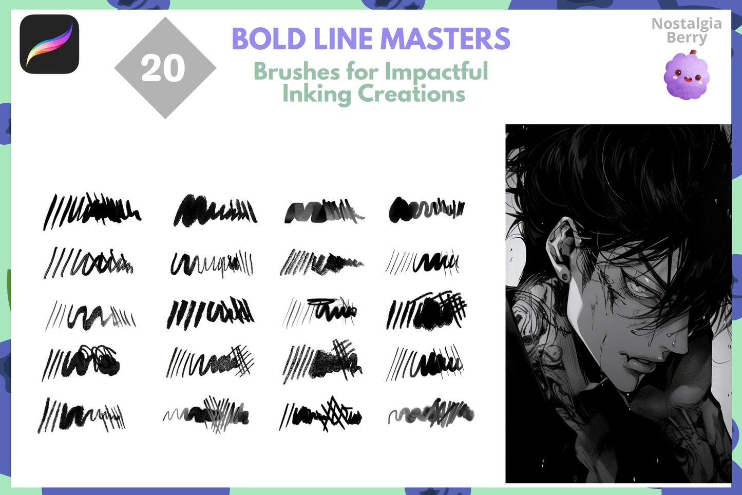 Procreate Anime Manga Lineart and Doodling Brushes Set - Cozy Brushery