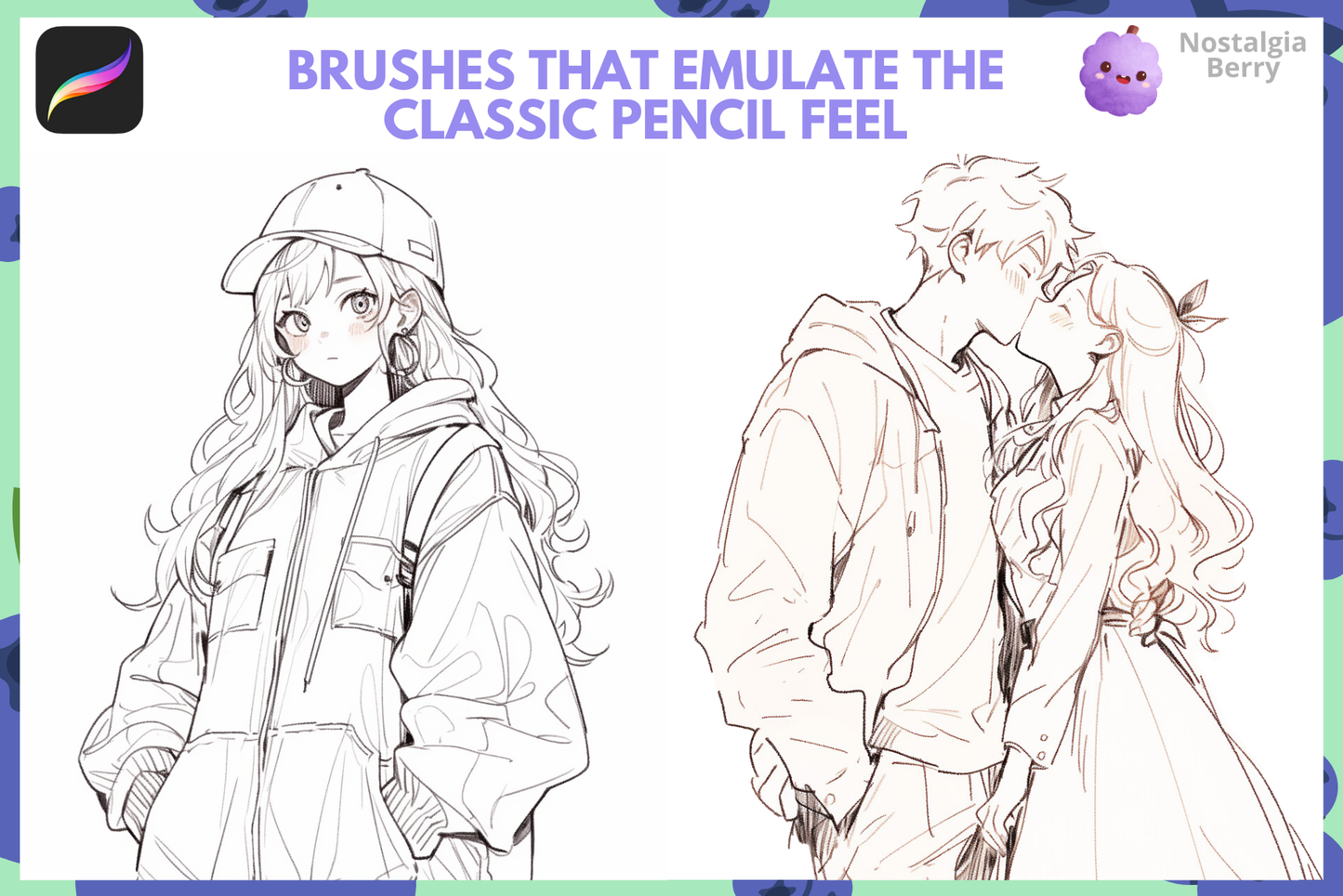 Procreate Anime Manga Lineart and Doodling Brushes Set - Cozy Brushery