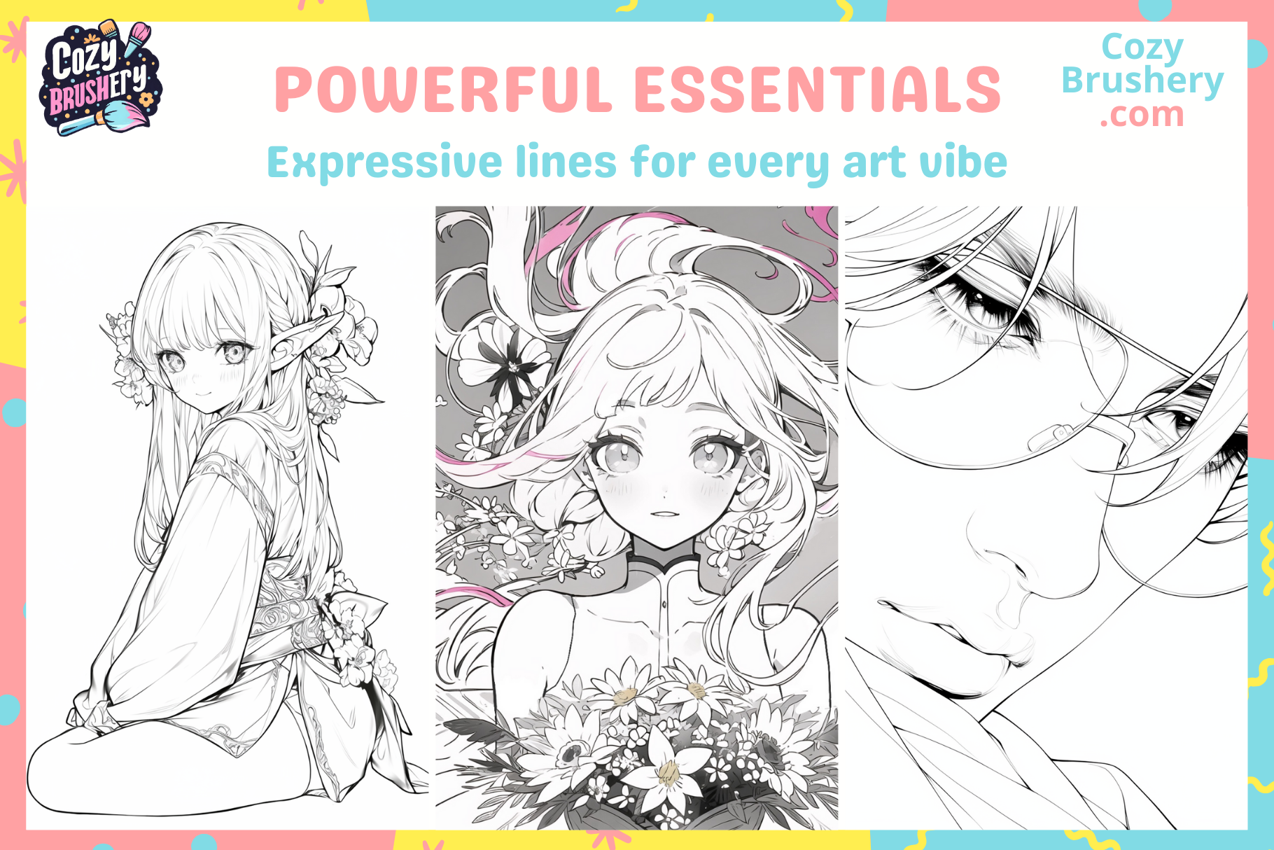 Procreate Anime Manga Lineart Brushes for Portraits and Fullbody - Cozy Brushery