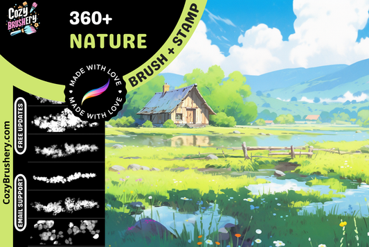 Procreate Anime Nature Foliage Background Brushes and Stamps - Cozy Brushery