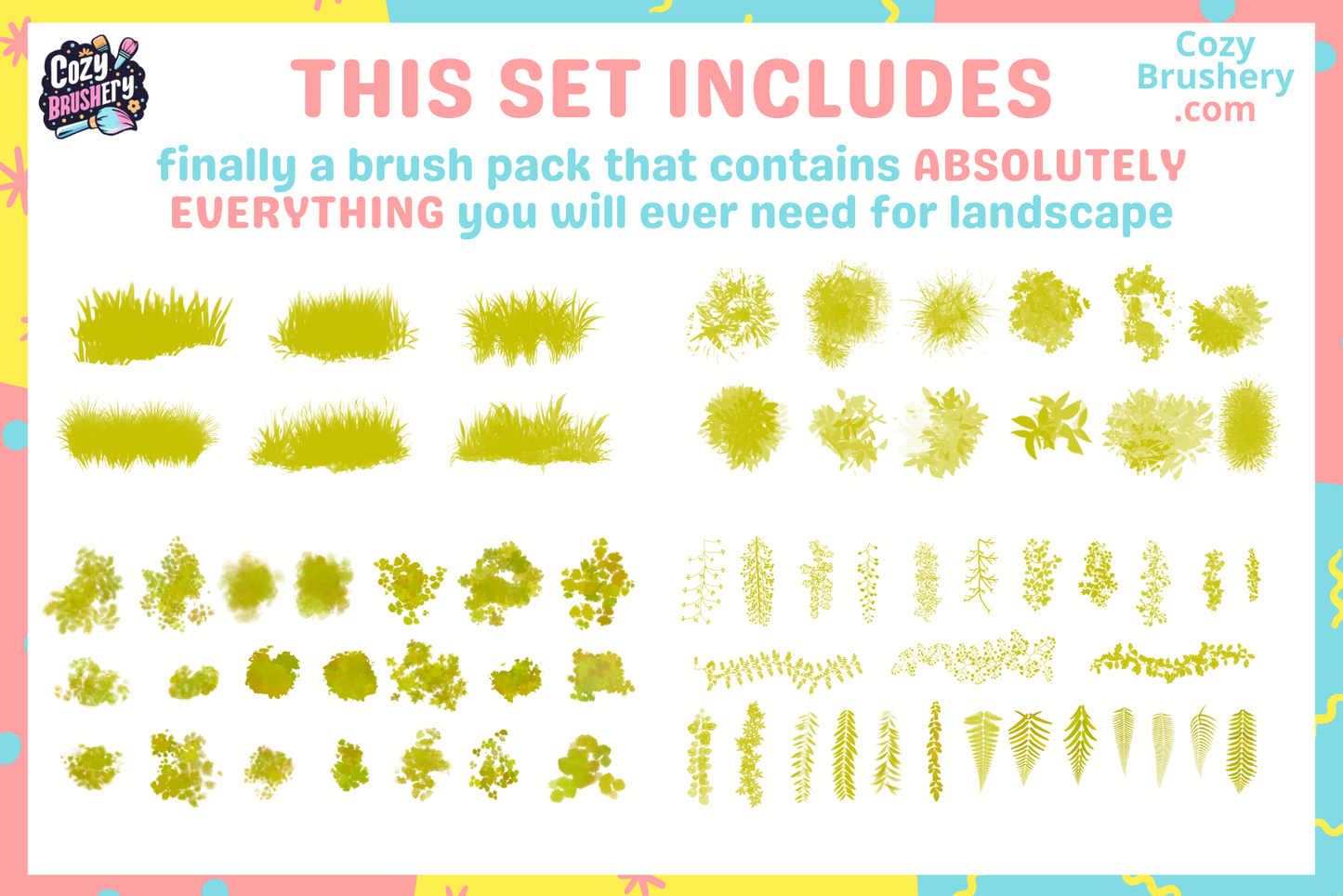 Procreate Anime Nature Foliage Background Brushes and Stamps - Cozy Brushery