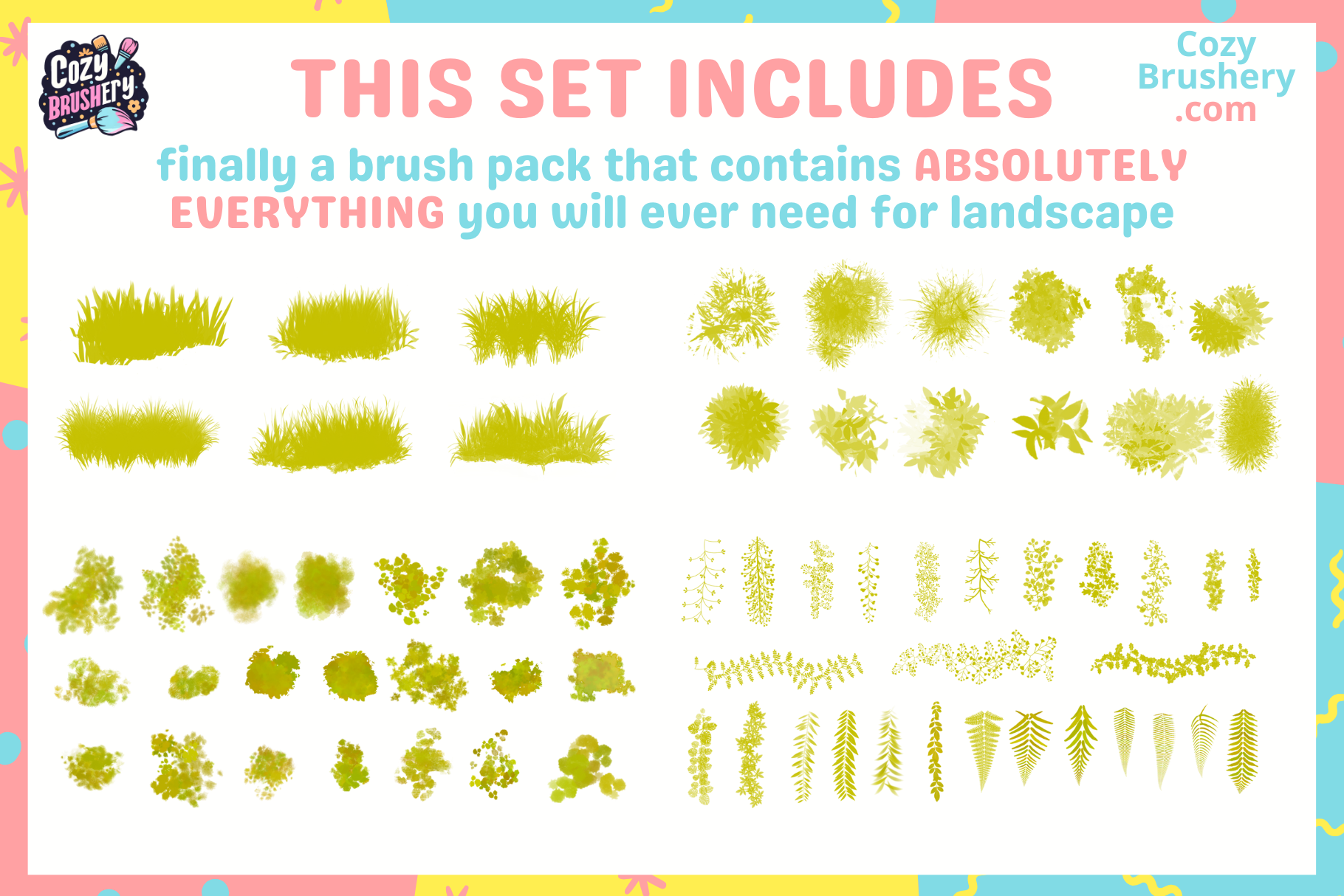 Procreate Anime Nature Foliage Background Brushes and Stamps - Cozy Brushery