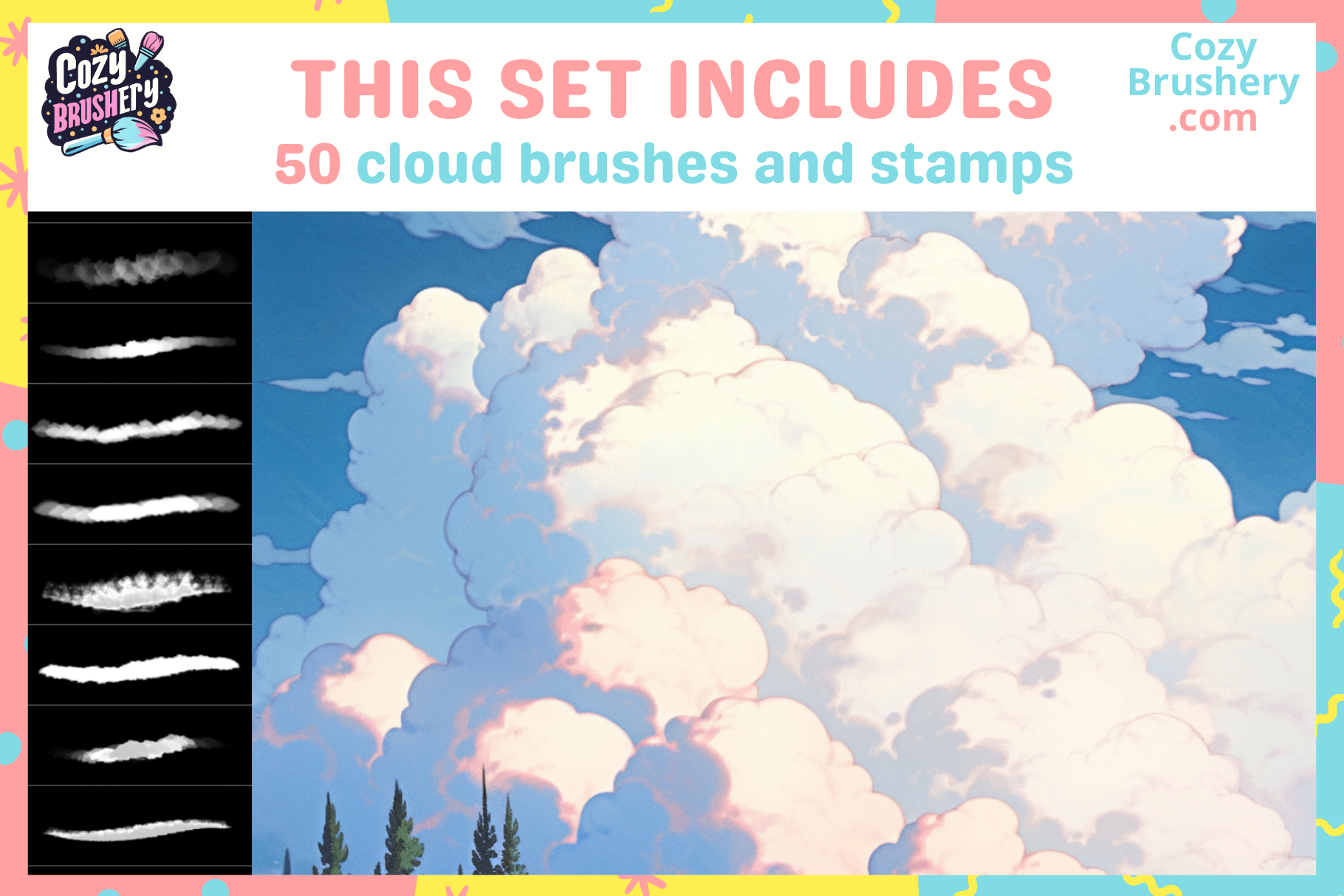 Procreate Anime Nature Foliage Background Brushes and Stamps - Cozy Brushery