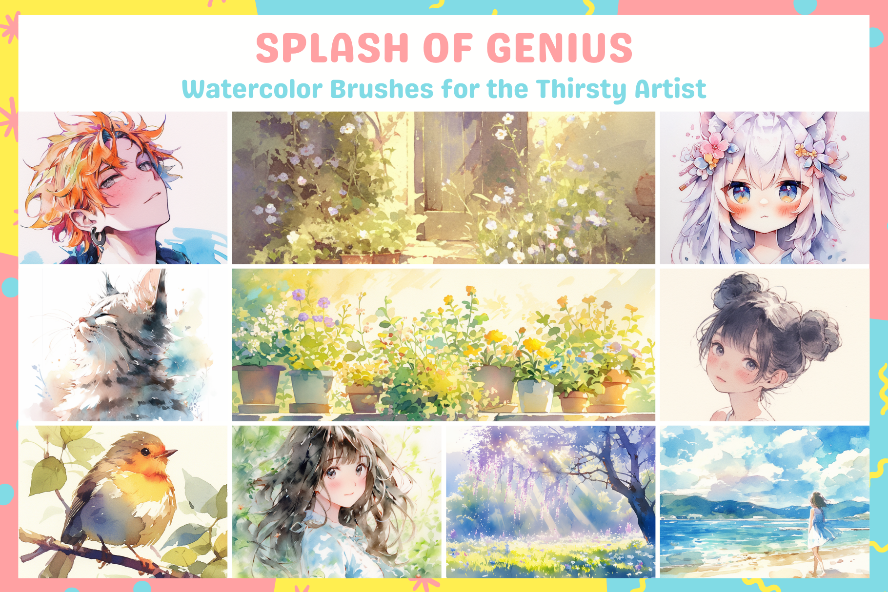 Procreate Anime Watercolor Brushes for Digital Art Bundle - Cozy Brushery