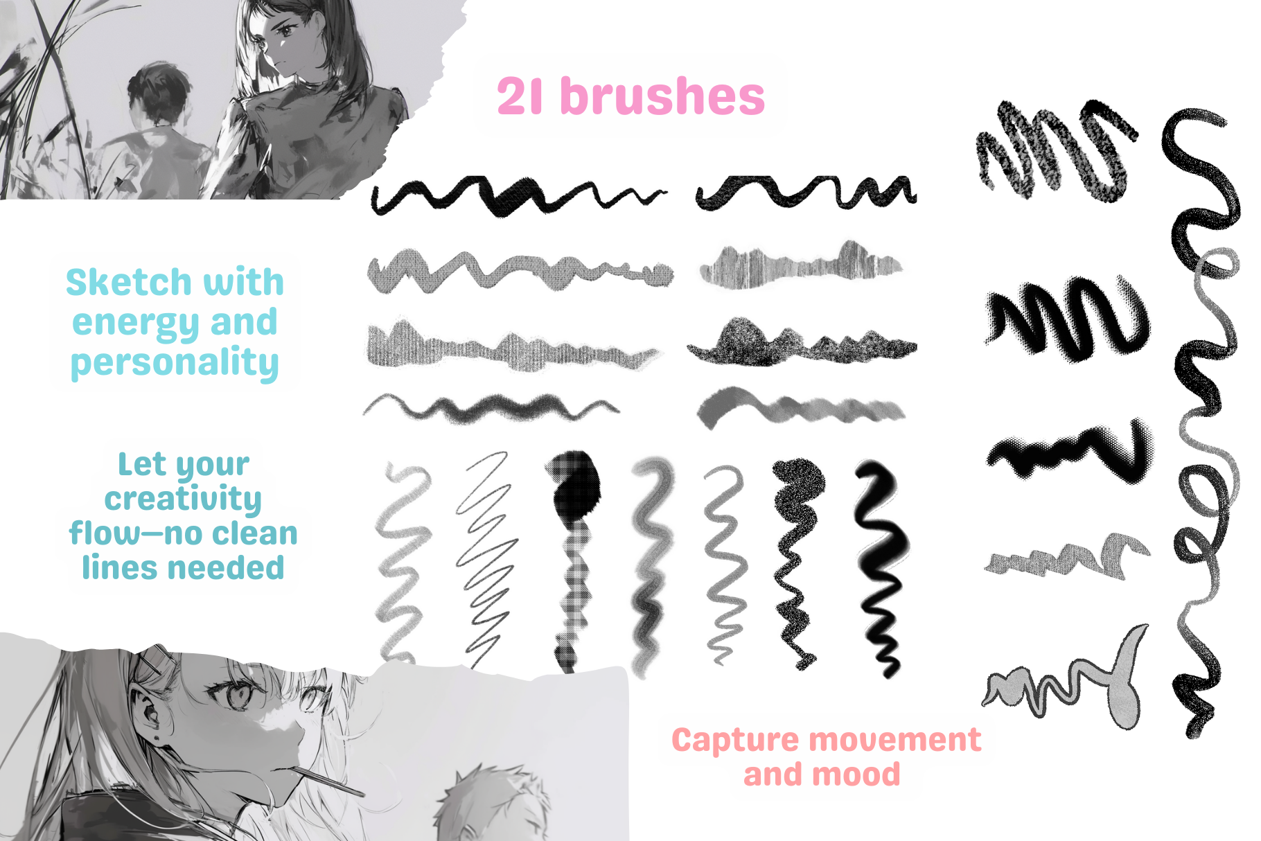 Procreate Brush Set for Anime & Doodle Art – 21 Brushes - Cozy Brushery