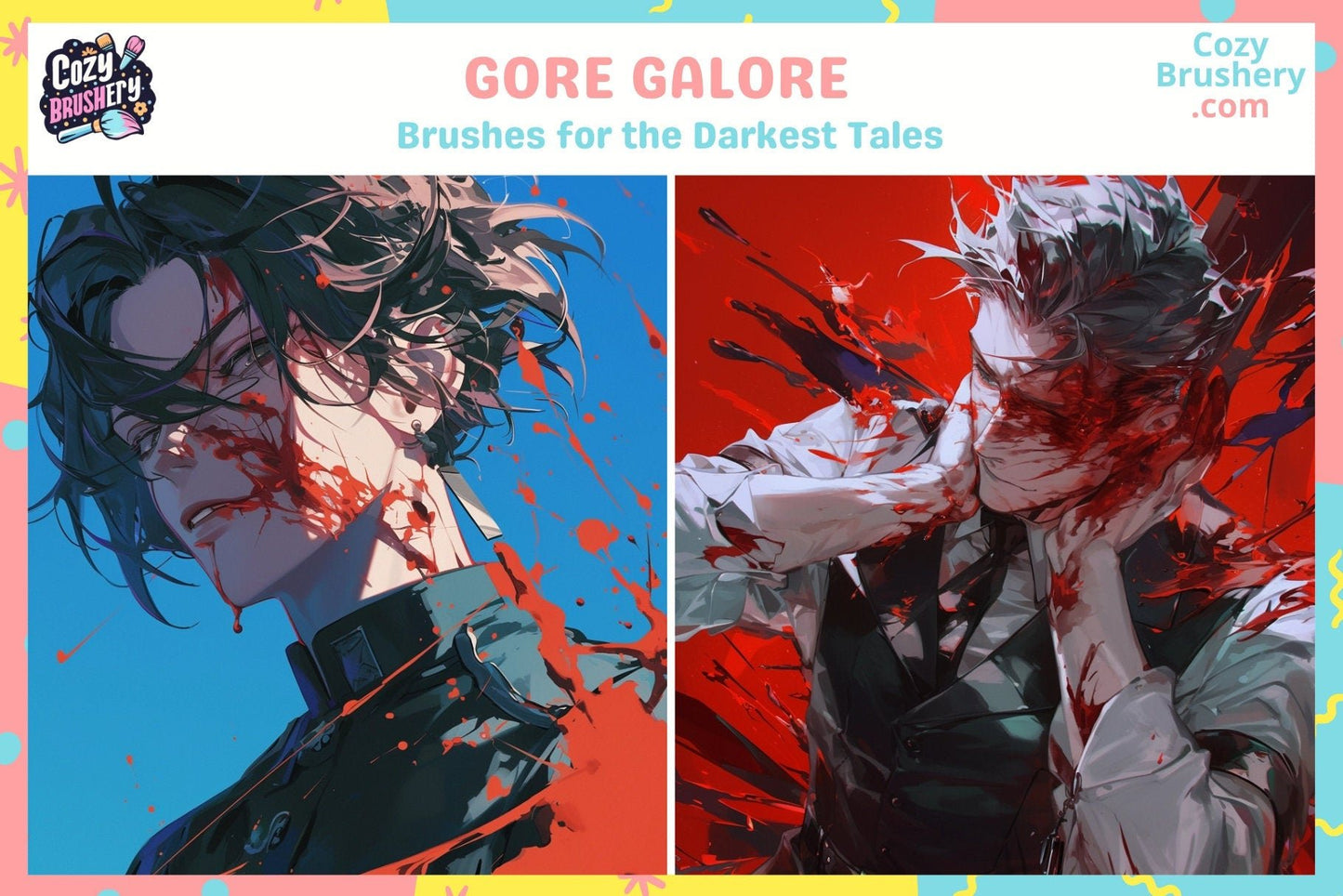 Procreate Brushes and Stamps: Bloodbath Bonanza Pack - Cozy Brushery