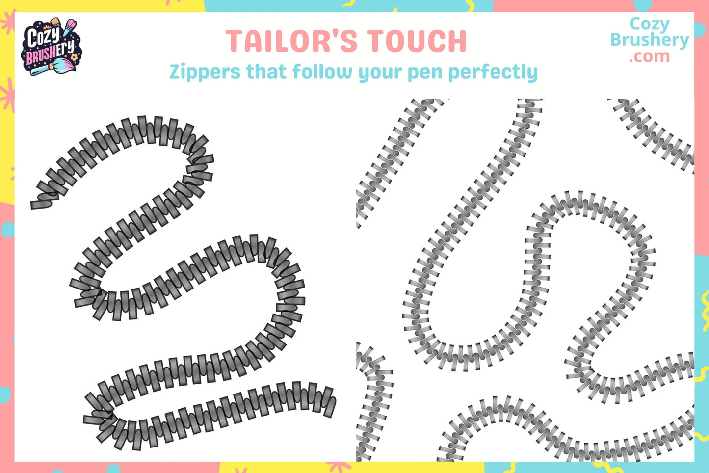 Procreate Brushes and Stamps: Closure Chic, 45 Fashion Brushes - Cozy Brushery